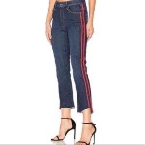 Mother Red Stripe Cropped Jean